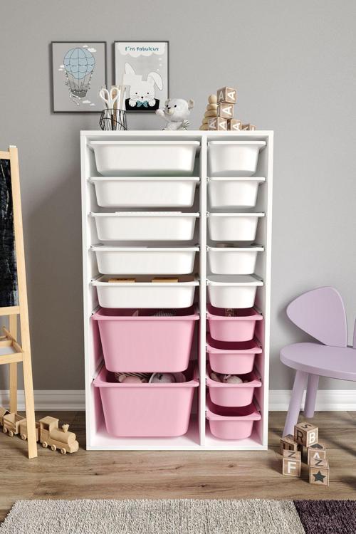 %100 MDF - XL Duo 16 Sepetli Oyuncak Dolabı