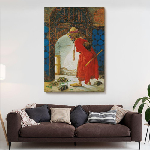 Osman Hamdi Bey'İn Kaplunbağa Terbiyecisi İsimli Eseri Kanvas Duvar Tablosu-5129