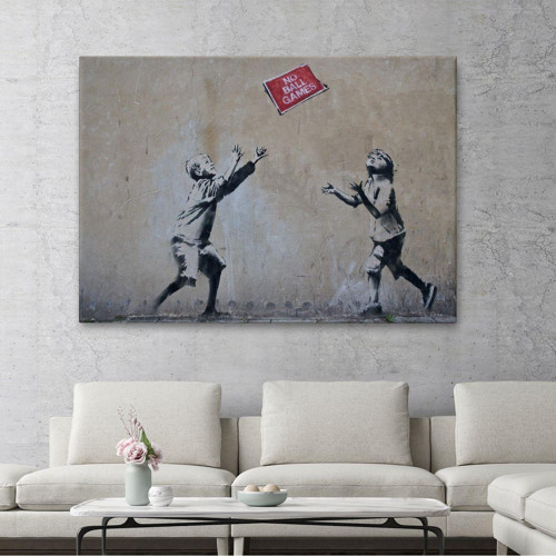 Banksy Stencil'İn Top Oyunları Yok İsimli Eseri Kanvas Duvar Tablosu-5006