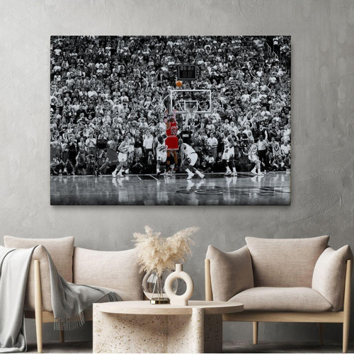Michael Jordan Üçlük Şutu Kanvas Duvar Tablosu-5139