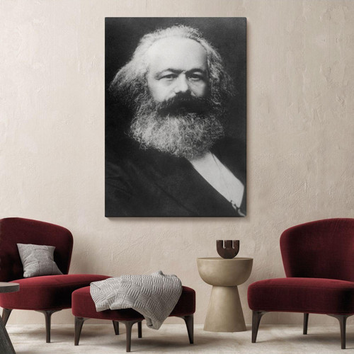 Karl Marx Siyah Beyaz Dekoratif Kanvas Duvar Tablosu-5964
