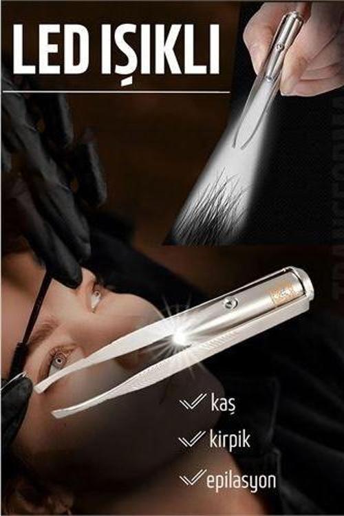 Led Işıklı Cımbız Kirpik Kaş Cımbız Epilasyon Cımbızı