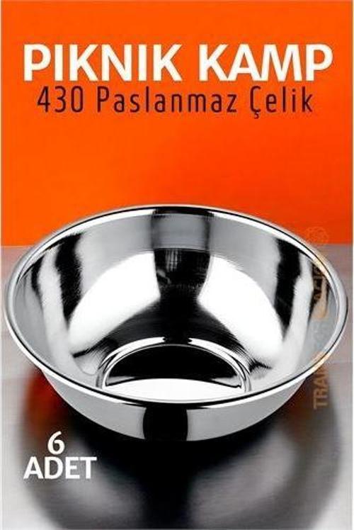 Paslanmaz Çelik Yemek Tası Çorba Kasesi Kamp Piknik Tabağı 6 Adet