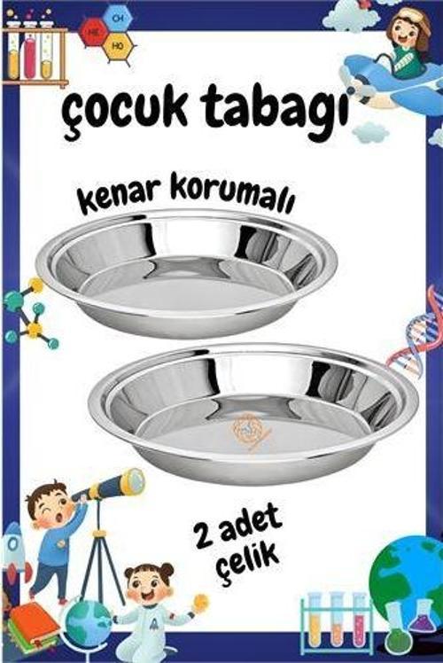 Çocuk Tabağı Güvenli Kenarlı Çelik 2 Adet 21 cm