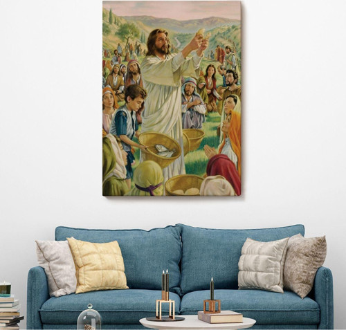 Rab İsa Binlerce Kişiyi Birkaç Ekmek Ve Balıkla Doyuruyor Tablo Jesus Christ -6386