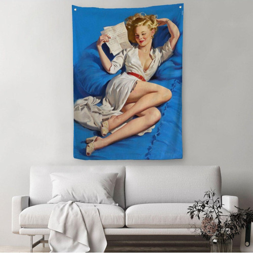 Gil Elvgren Pin-Up Aşk Mektubu Duvar Örtüsü-Halısı-6449