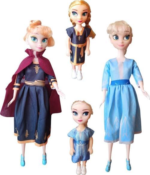 Frozen Anna ve Elsa Oyuncak Bebek Seti - 2 Büyük, 2 Küçük