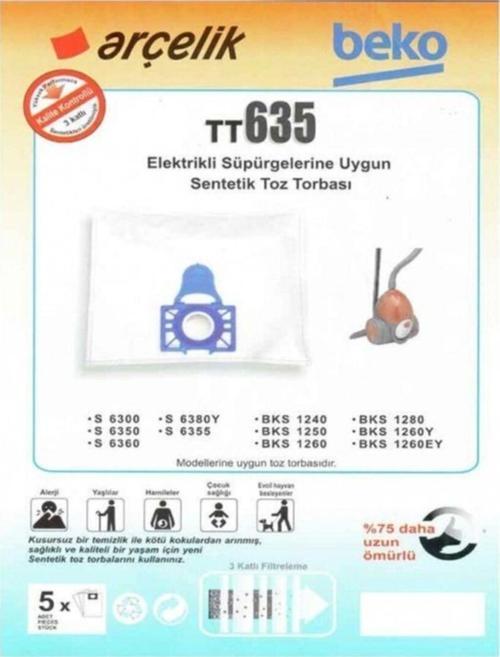 - Beko S6300 6350 6355 6355yp 6360 6380y Elektrikli Süpürge Toz Torbası 20 Adet