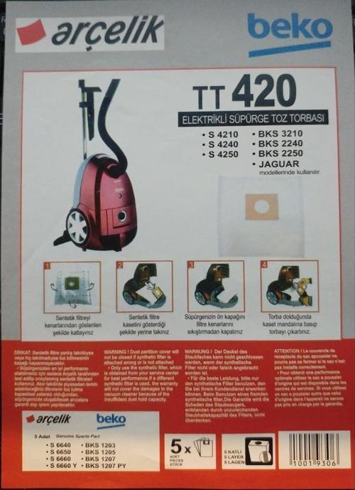 20 Adet Arçelik Beko Tt420 Elektrikli Süpürge Toz Torbası