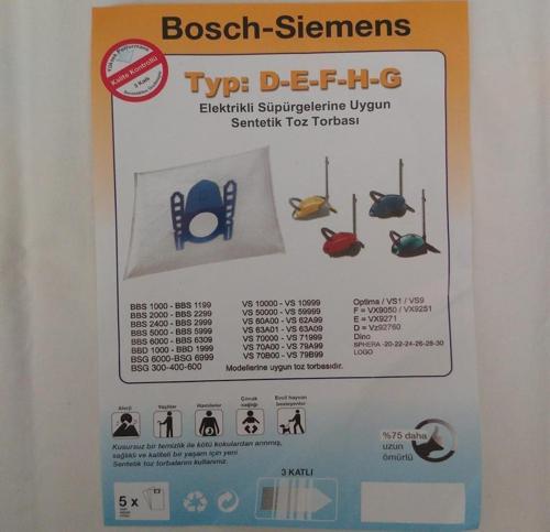 20 Ad Bosch Siemens Typ D E F H G Elektrikli Süpürge Toz Torbası