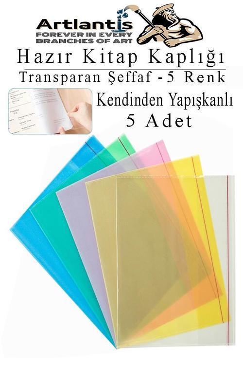 Hazır Kitap Kaplığı Şeffaf Buzlu Renkli 5 Adet 1 Paket Cırtlı Ayarlanabilir Kendinde Yapışkanlı Kaplık Okul Sınıf