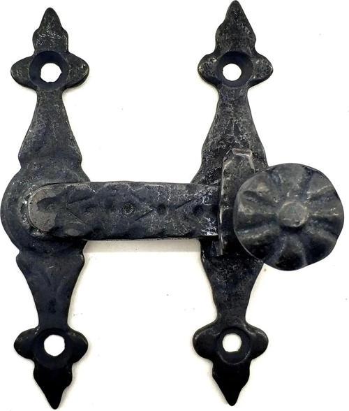 Antika Tarz Dekoratif Pirinç Kapı, Pencere Mandalı - 82x65 Mm, Oksit