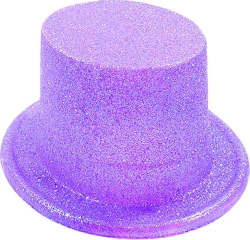 Floresan Mor Renk Simli Uzun Fötr Melon Şapka 12 Cm