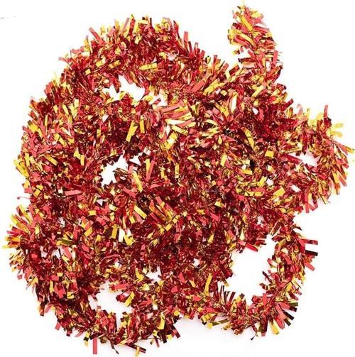 Kırmızı Altın Renk 4 Cm Genişlik Garland Çift Renk Sim Süs 180 Cm