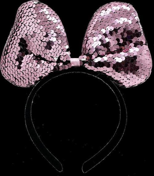 Renk Değiştiren Pullu Payetli Fiyonk Parti Tacı Pembe Gümüş Renk 20x16 Cm