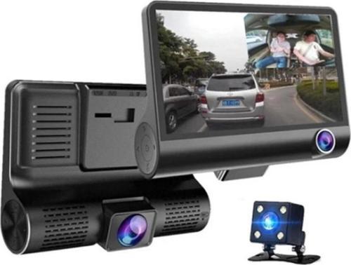 Araç Içi Kamera Gece Görüşlü 3 Kameralı 4 Inç 1080p Yol Kayıt Kamerası Geri Vites