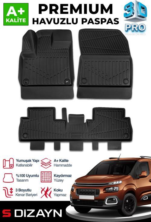 Citroen Berlingo 3D Pro Havuzlu Paspas 2018 Üzeri A+ Kalite