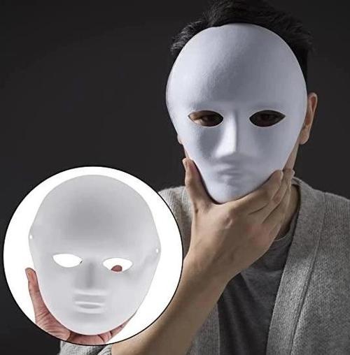 Beyaz Renk Boyanabilir Anonim Tam Yüz Cosplay Maske 24x18 Cm