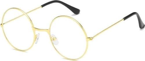 Yulak Cam John Lennon Tarzı Hippi İmaj Gold Çerçeveli Şeffaf Gözlük