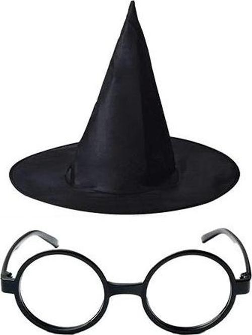 Harry Potter Büyücü Şapkası Ve Harry Potter Büyücü Gözlüğü Siyah Renk