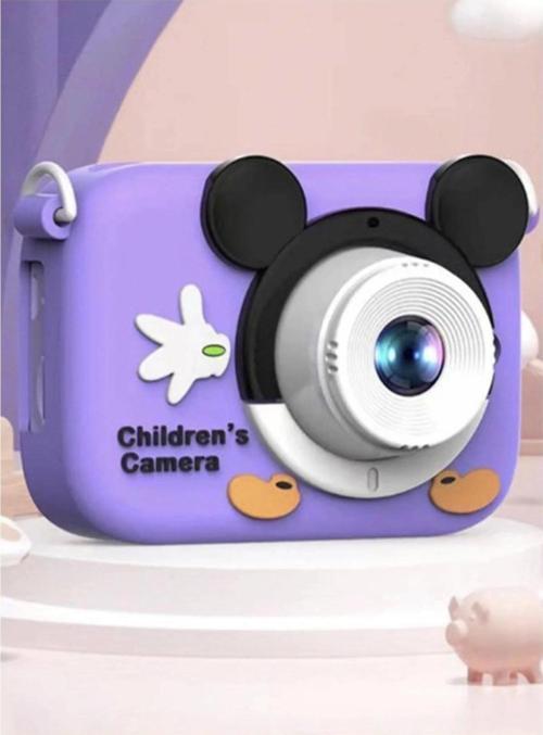 Mini 1080p Hd Çocuk Kamera Dijital Fotoğraf Makinesi 2.0 Inç Ekran 5 Adet Oyun Mor
