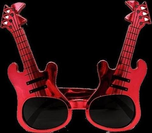 Kırmızı Renk Rockn Roll Gitar Şekilli Parti Gözlüğü 15x15 Cm