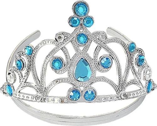 Mavi Taşlı Elsa Çocuk Tacı Prenses Tacı Kraliçe Tacı 16x14 Cm