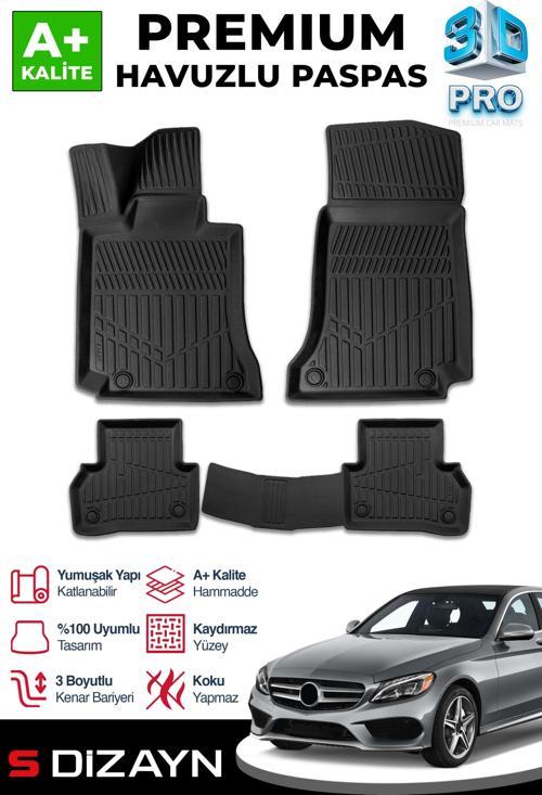 Mercedes C Serisi W205 3D Pro Havuzlu Paspas 2014-2020 A+ Kalite