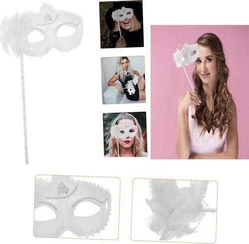 Beyaz Işıltılı Tutmalı Fotoğraf Çekimi Maskesi 18x29 Cm