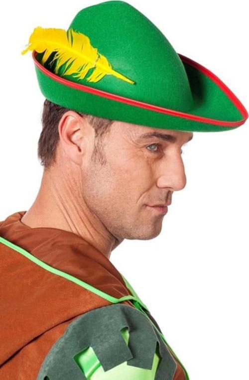 Yeşil Renk Robin Hood Şapkası Sarı Tüylü