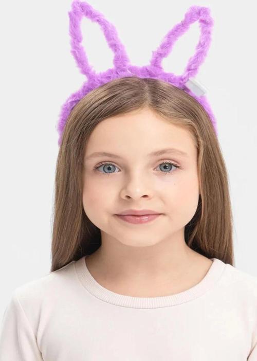 Led Işıklı Peluş Pofuduk Tavşan Kulak Tavşan Taç Lila 17x23 Cm