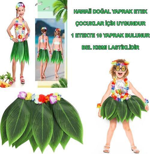 Tropikal Esintili Hawaii Yapraklı Parti Eteği Çocuk Boy