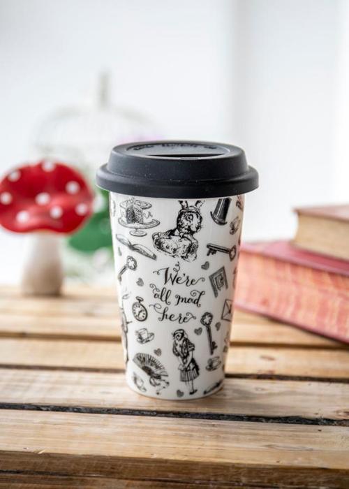 x V&A Alice In Wonderland 5213454 350ml Silikon Kapaklı Porselen Çift Çidarlı Kupa
