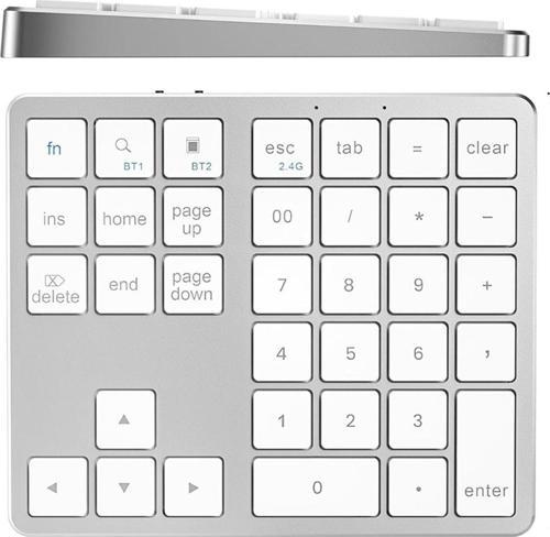 Gümüş Bluetooth 5.2 Kablosuz Sayısal Tuş Takımı – 35 Tuşlu Mini Keypad