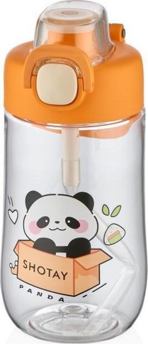 Çocuk Su Matarası Tritan Panda 500Ml Turuncu