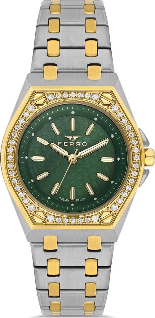 FL43007A-D6 Quartz Çelik Altın/Gri Yeşil Kadran 33 mm Kadın Kol Saati