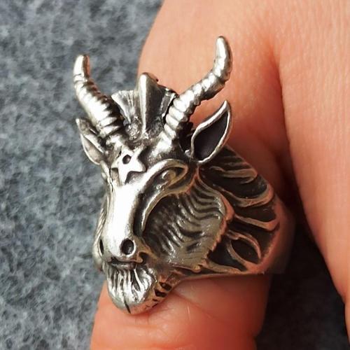 Koç Başı Şekilli Erkek Yüzük Gümüş Kaplama Ayarlanabilir El Yapımı Erkek Yüzük