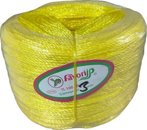 İp Halat FH03 PP Naylon Burgulu Örgü Çamaşır İpi - Sarı - 100 Metre - 1 Adet