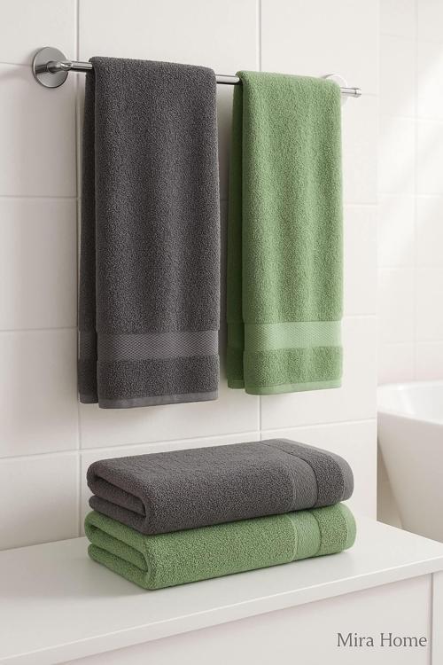 4 Parça Banyo Havlu Takımı %100 Pamuklu Dry Antrasit