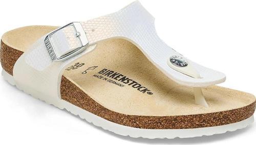 Kadın Terlik 1027260 Birkenstock GIZEH KIDS BF SHINY LIZARD WHITE