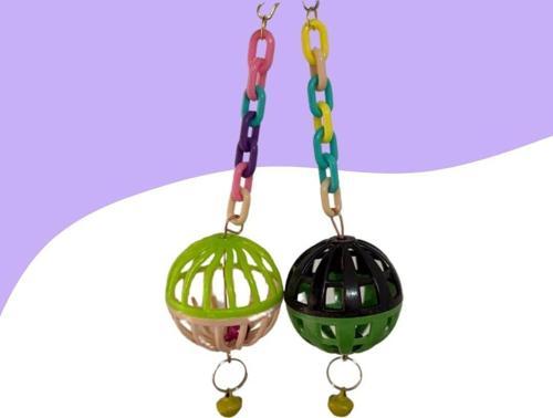 Renkli Çıngıraklı Kuş Top Oyuncak 7Cm 2'Li