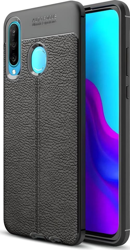Huawei P30 Lite Uyumlu Kamera Korumalı Deri Görünümlü Silikon Kılıf