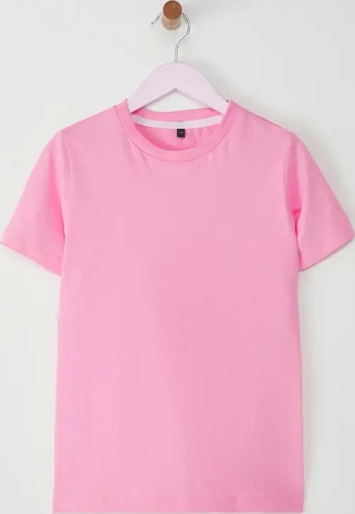 Çocuk Bisiklet Yaka Basic Düz T-Shirt %100 Pamuk