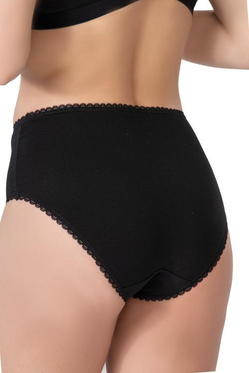 SİYAH    Cotton Yüksekbel Dantelli Külot