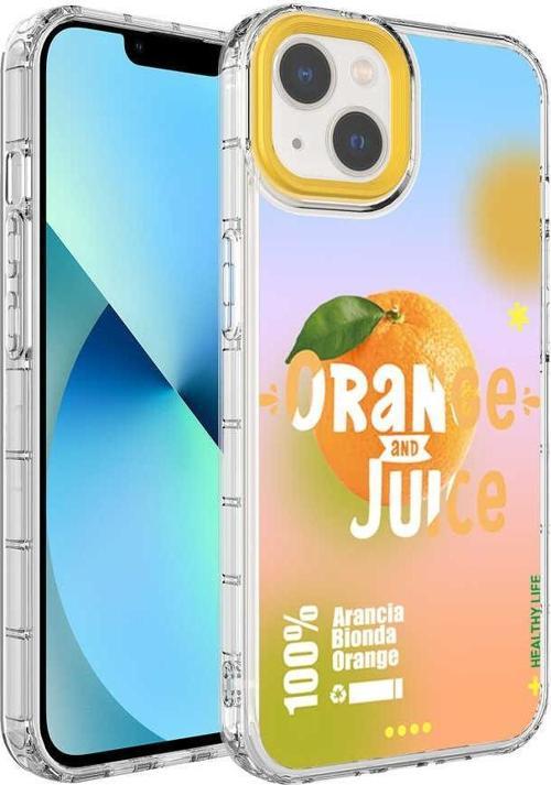 Apple iPhone 13 Kılıf Renkli Desenli Sert Silikon Zore Korn Kılıf NO3