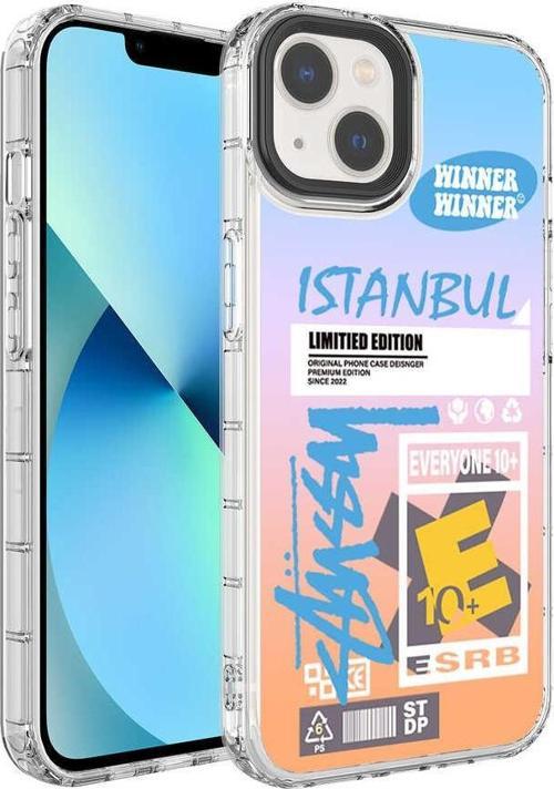 Apple iPhone 13 Kılıf Renkli Desenli Sert Silikon Zore Korn Kılıf NO1