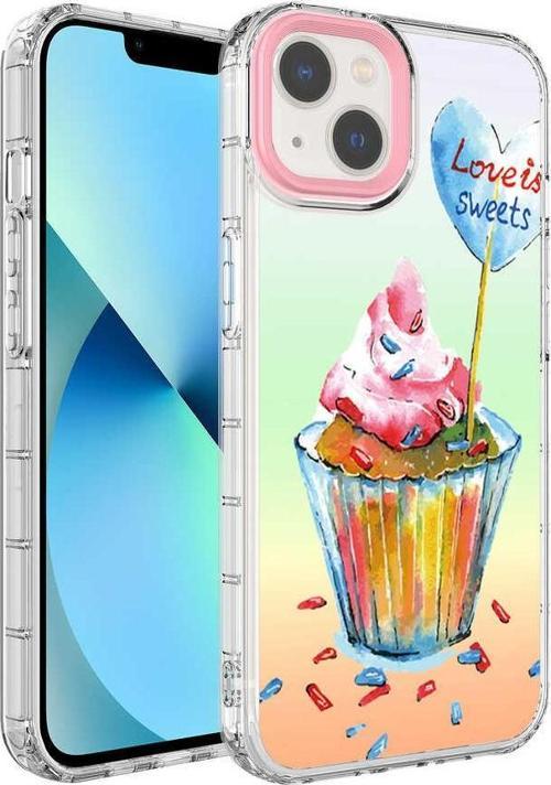 Apple iPhone 13 Kılıf Renkli Desenli Sert Silikon Zore Korn Kılıf NO15