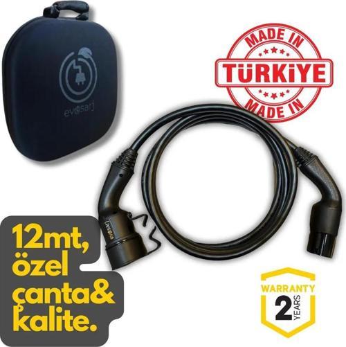 Elektrikli Araç Şarj Ara Kablosı 12MT Tip 2, 32A-22KW