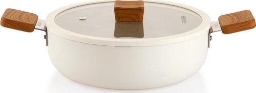 Ceramoni Seramik Basık Tencere 24 Cm-Krem