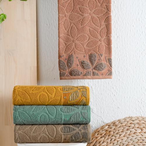 Home Dolce Jakarlı Havlu 70x140-Kiremit